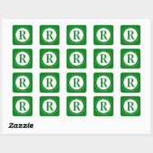 Groen & Wit | Monogram retouradres Vierkante Sticker (Vel)