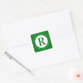 Groen & Wit | Monogram retouradres Vierkante Sticker (Envelop)