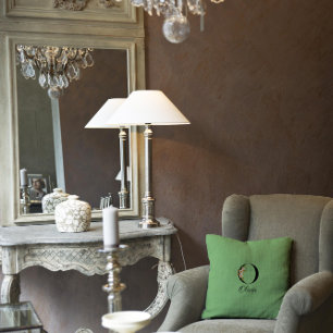 Groen wit  monogram Sierkussen