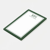 Groen Wit Monogrammed Mannen Post-it® Notes (Schuin)