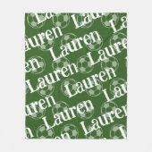 Groen & Wit Nieuwigheid Voetbal Fleece Deken (Voorkant)