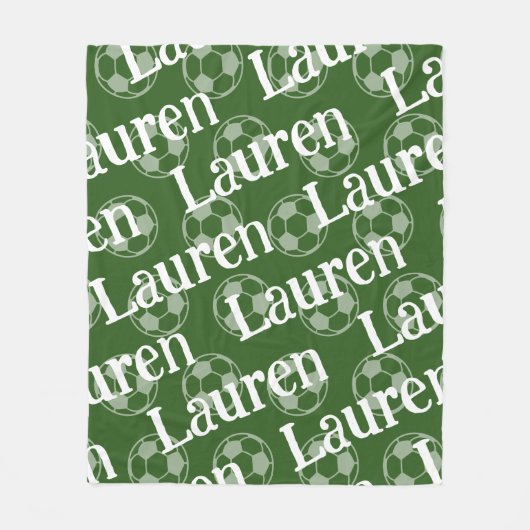 Groen & Wit Nieuwigheid Voetbal Fleece Deken (Voorkant)