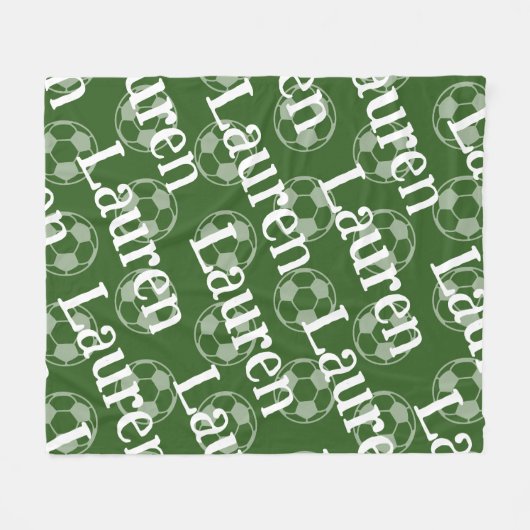 Groen & Wit Nieuwigheid Voetbal Fleece Deken (Voorkant (Horizontaal))