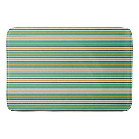 Groen wit Oranje striped patroon Badmat (Voorkant)