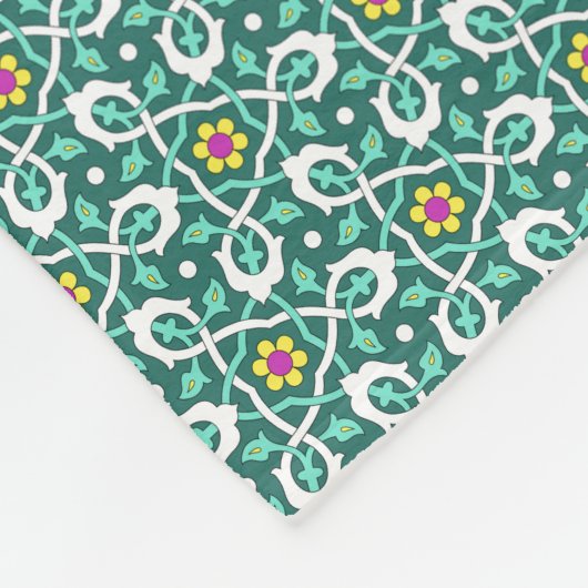  groen wit Ottomaans Turks wijnpatroon Fleece Deken (Hoek)