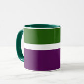 Groen Wit Paarse Plain Color Block Design Mok (Voorkant links)