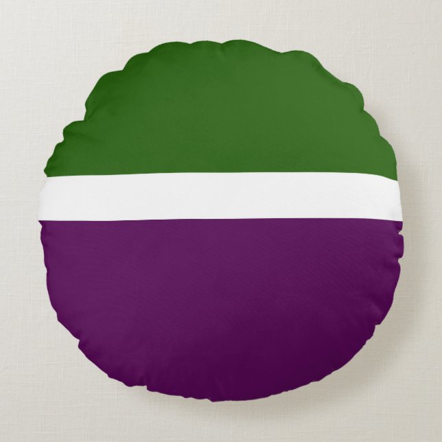 Groen Wit Paarse Plain Color Block Design Rond Kussen (Voorkant)