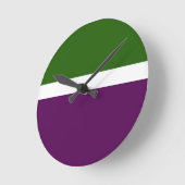 Groen Wit Paarse Plain Color Block Design Ronde Klok (Hoek)