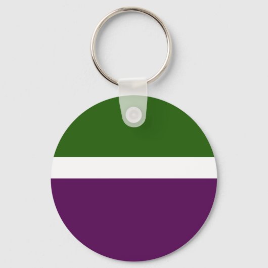 Groen Wit Paarse Plain Color Block Design Sleutelhanger (Voorkant)