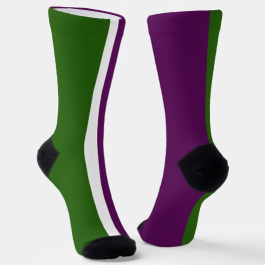Groen Wit Paarse Plain Color Block Design Sokken