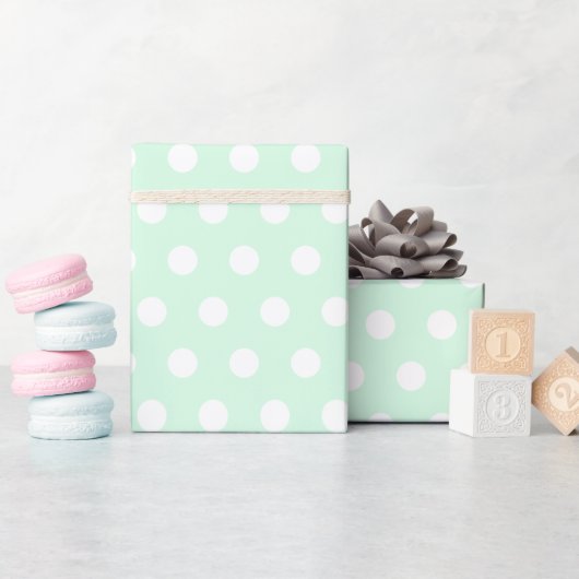 Groen & Wit Pastel Polkadots Elegant Baby shower Cadeaupapier (Baby Shower)