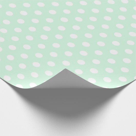 Groen & Wit Pastel Polkadots Elegant Baby shower Cadeaupapier (Hoek)