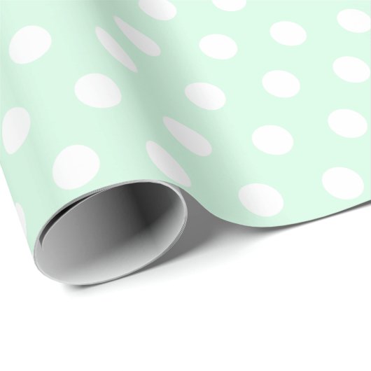 Groen & Wit Pastel Polkadots Elegant Baby shower Cadeaupapier (Rol Hoek)