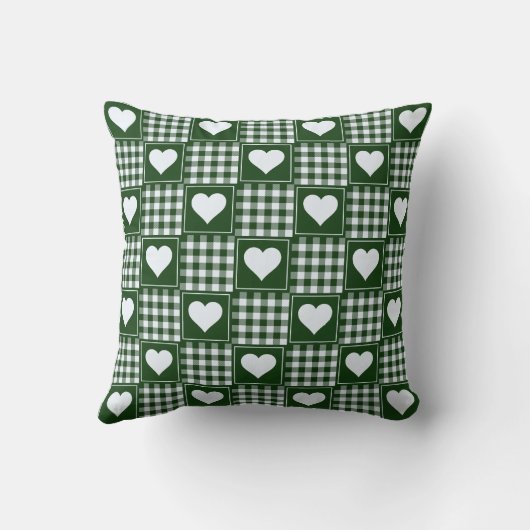 Groen wit patchwork Hearts Patroon Kussen (Achterkant)
