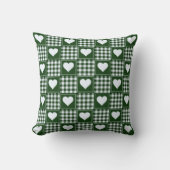 Groen wit patchwork Hearts Patroon Kussen (Voorkant)