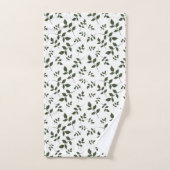 Groen wit patroon bladeren monogram bad handdoek (Handdoek)