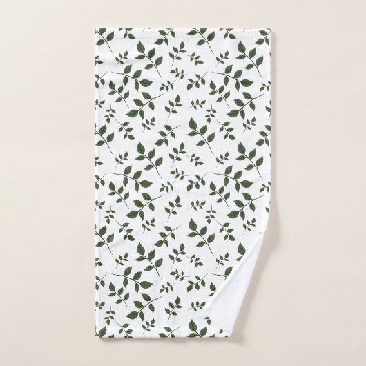 Groen wit patroon bladeren monogram bad handdoek (Handdoek)