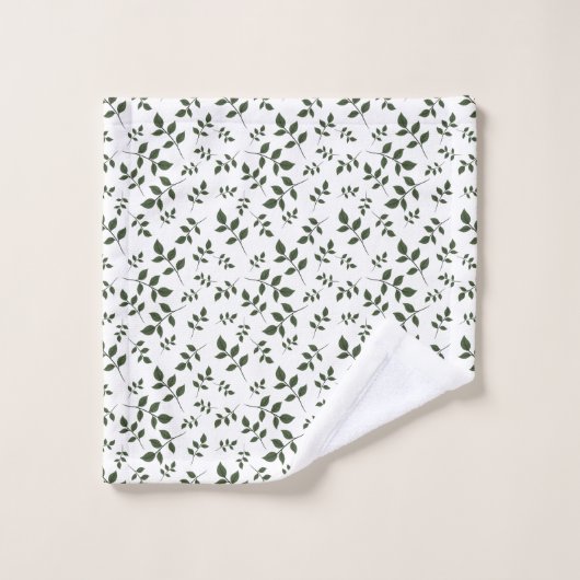 Groen wit patroon bladeren monogram bad handdoek (Wasdoekje)