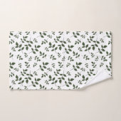 Groen wit patroon bladeren monogram bad handdoek (Handdoek)