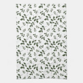 Groen wit patroon bladeren monogram theedoek (Verticaal)