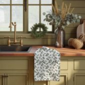 Groen wit patroon bladeren monogram theedoek