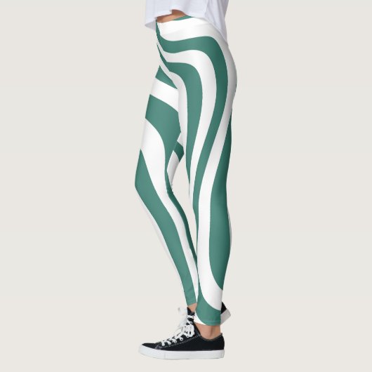 Groen-wit patroon Leggings (Links)