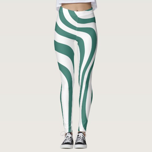 Groen-wit patroon Leggings (Voorkant)