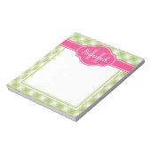 Groen wit patroon roze monogram notitieblok (Linkerzijde)
