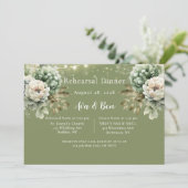 Groen wit pioenlicht Foto repetitie diner toevoege Kaart (Staand voorkant)