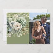 Groen wit pioenlicht Foto repetitie diner toevoege Kaart (Achterkant)