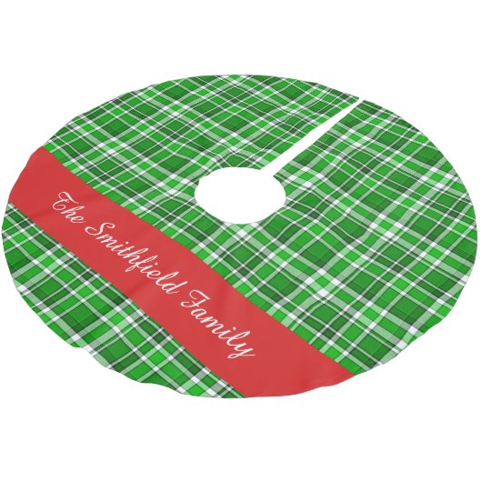 Groen Wit Plaid Familienaam Custom 2 Kerstboom Rok (Gekanteld)
