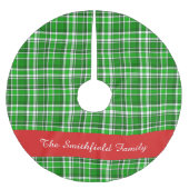 Groen Wit Plaid Familienaam Custom 2 Kerstboom Rok (Voorkant)