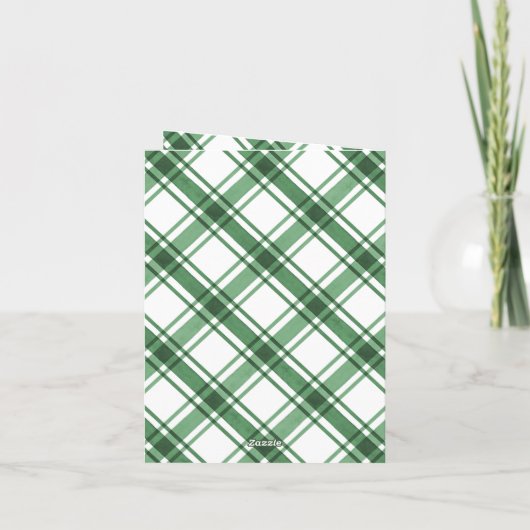 Groen Wit Plaid Gevouwen Vakantie Kaart (Achterkant)
