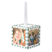  Groen Wit Plaid Kerstmis Foto Decoratie (Achter hoekig)