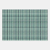 Groen & Wit Plaid Trio Inpakpapier Vel (Voorkant)