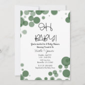 Groen & Wit Polka Dot Bubbles OH Baby shower Kaart (Voorkant)