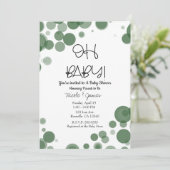 Groen & Wit Polka Dot Bubbles OH Baby shower Kaart (Staand voorkant)