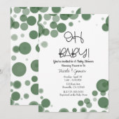 Groen & Wit Polka Dot Bubbles OH Baby shower Kaart (Voorkant / Achterkant)