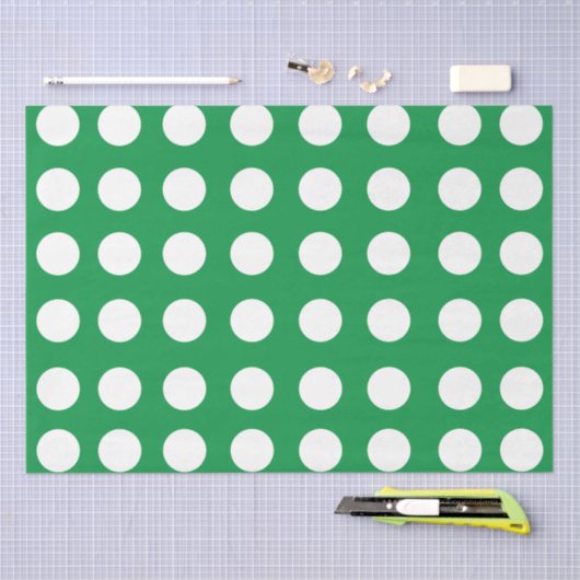Groen Wit Polka Dot Classic Elegant Tissuepapier (Craft)