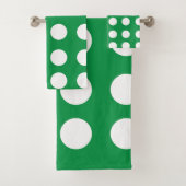 Groen Wit Polka Dot Girly Chic Bad Handdoek (Insitu)