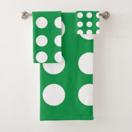Groen Wit Polka Dot Girly Chic Bad Handdoek