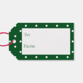 Groen Wit Polka Dot Holiday Gift Label Cadeaulabel (Achterkant Horizontaal)