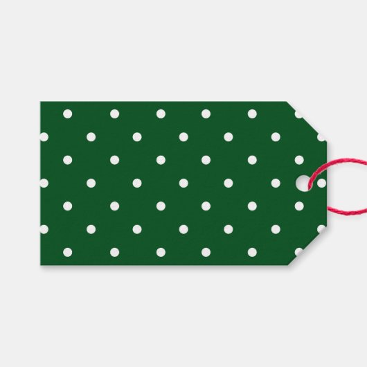 Groen Wit Polka Dot Holiday Gift Label Cadeaulabel (Voorkant (Horizontaal))