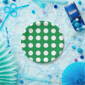 Groen Wit Polka Dot  Retro Party Papieren Bordje (Feest)