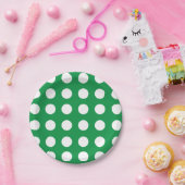 Groen Wit Polka Dot  Retro Party Papieren Bordje (Feest)