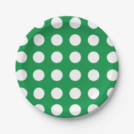 Groen Wit Polka Dot Retro Party Papieren Bordje