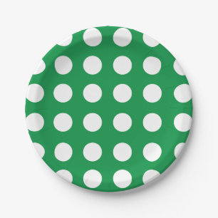 Groen Wit Polka Dot  Retro Party Papieren Bordje