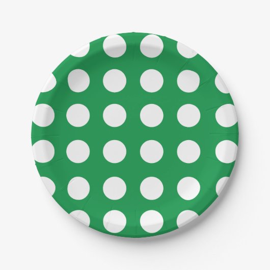 Groen Wit Polka Dot  Retro Party Papieren Bordje (Voorkant)