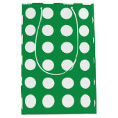 Groen Wit Polka Dot Schattige Girly Medium Cadeauzakje (Voorkant)