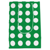 Groen Wit Polka Dot Schattige Girly Medium Cadeauzakje (Achterkant)
